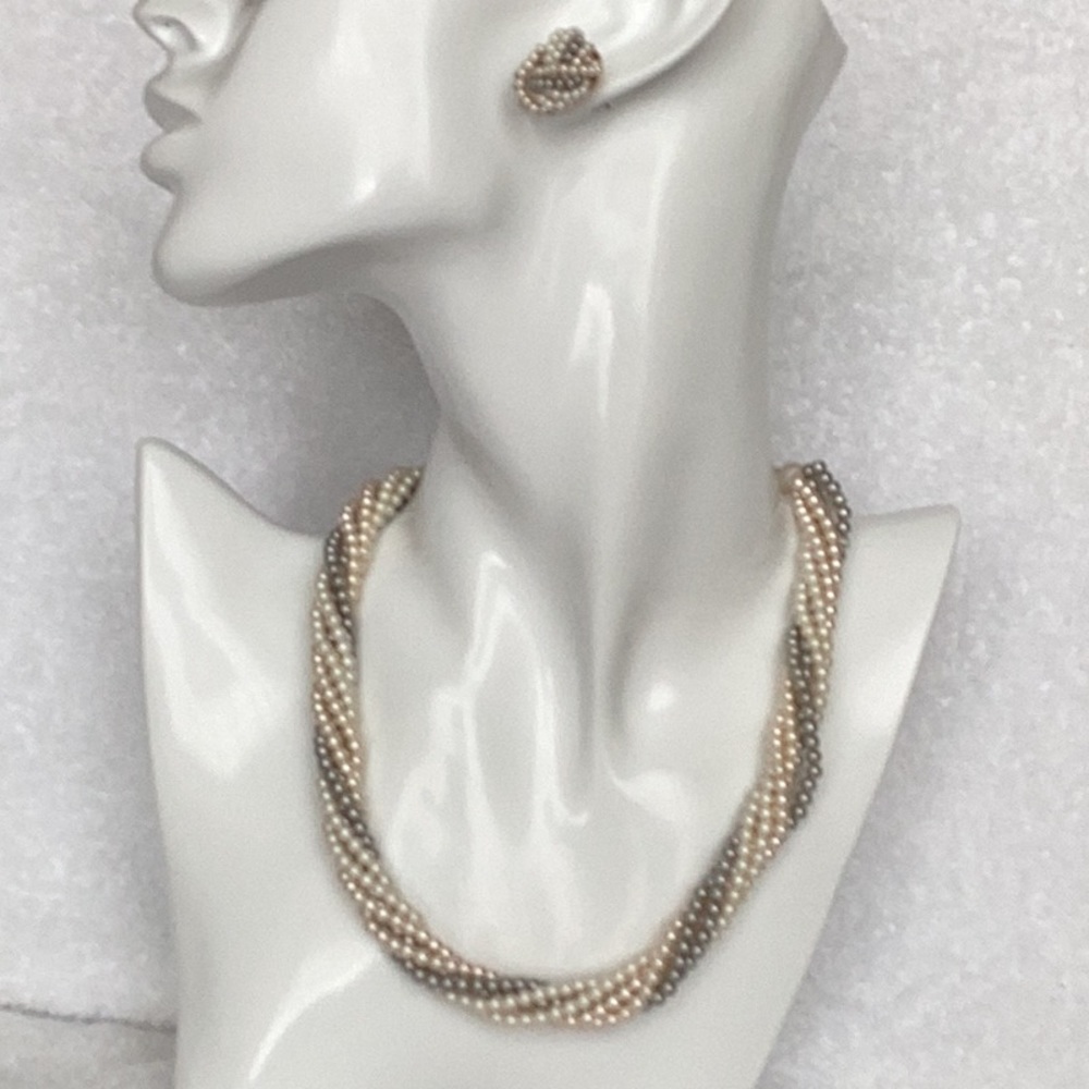 Vintage Faux Pearl Choker and Earrings
